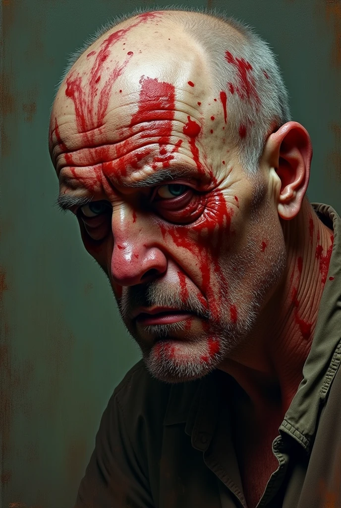 A painting of a really messy middle-aged man with a bloody face and head., Butcher shop, Science - Horror Fiction Art, Sci-Fi Horror Artworks., inspired by Aleksi Briclot, Crocs de Butcher shop, Horror fantasy art, but Alexi Briclot, horror concept art, poison, Fantastic art and horror., Detailed illustration of 4K horror, dark fantasy horror art
