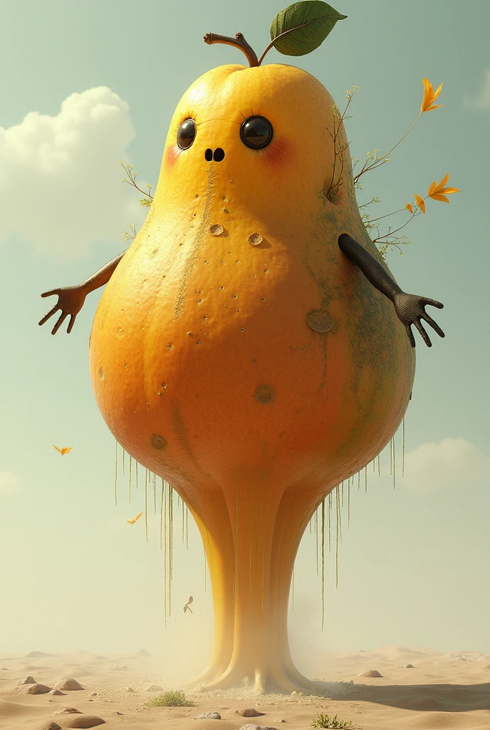 surrealism, a pear similar to a woman's ass, a clear pear texture!