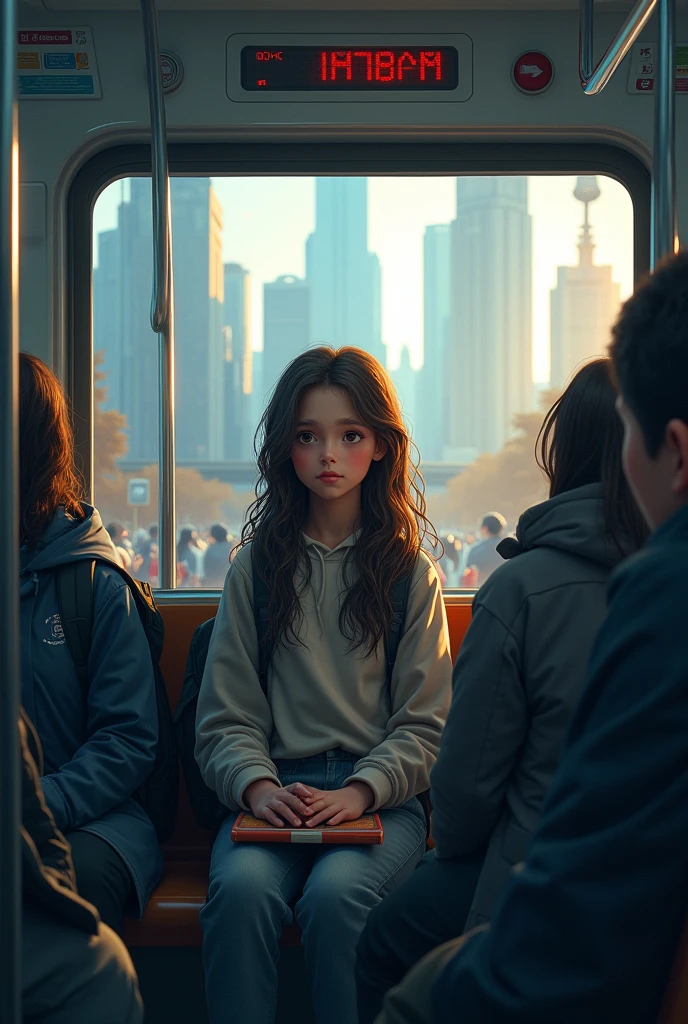 A girl sitting in metro