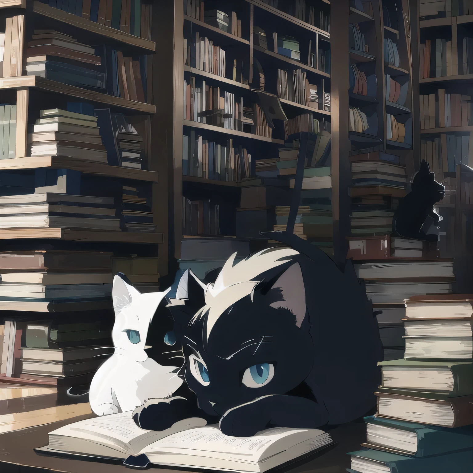 books and cat