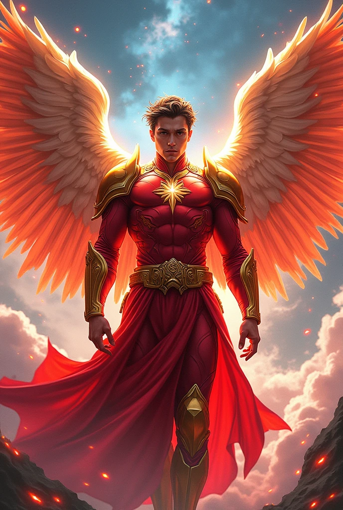 Saint Michael the Archangel with elements of Japanese pop culture