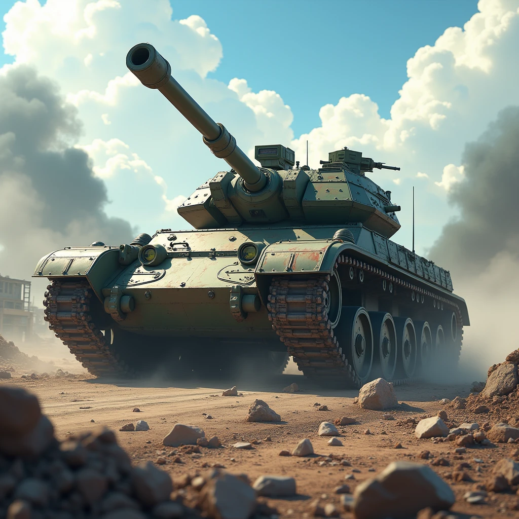 Armored Tank, war field, anime realism, cinematic still, dynamic movement, surreal, game scene, (best quality, masterpiece, photorealistic), very aesthetic, perfect composition, intricate details, ultra-detailed, vivid colors