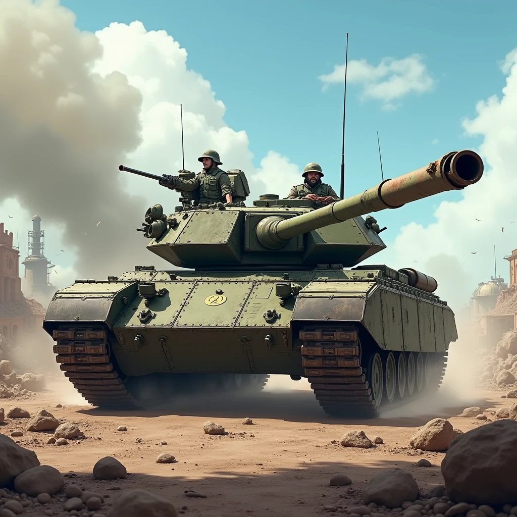 Armored Tank, war field, anime realism, cinematic still, dynamic movement, surreal, game scene, (best quality, masterpiece, photorealistic), very aesthetic, perfect composition, intricate details, ultra-detailed, vivid colors