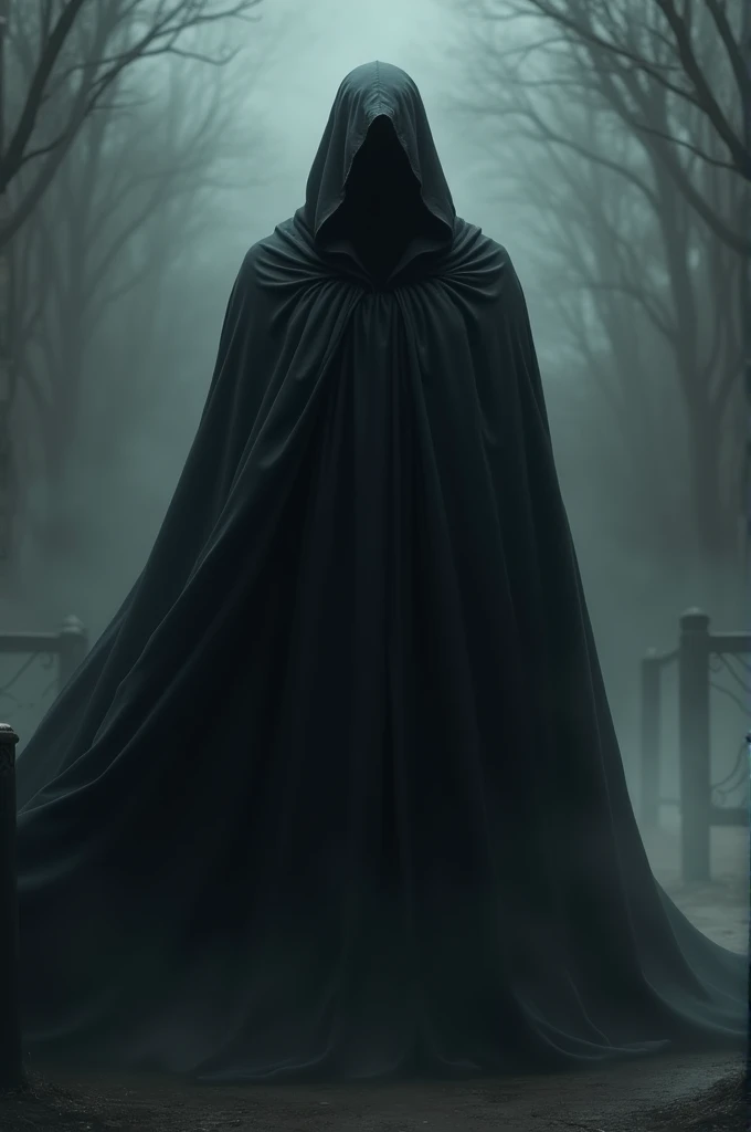 Faceless man in black