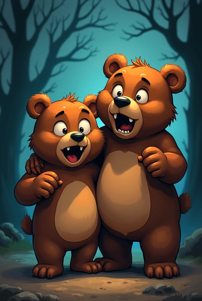 frightened cartoon mama and papa bears 






