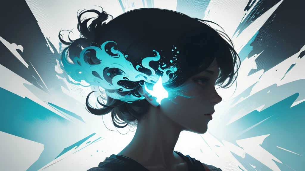 [Character]'s silhouette in an art print with [Character] shape, in the style of epic portraiture, double exposure, isolated [licence] landscape, [cyan] and [blue], dynamic and action-packed, vector, strong use of negative space, isolate on white,