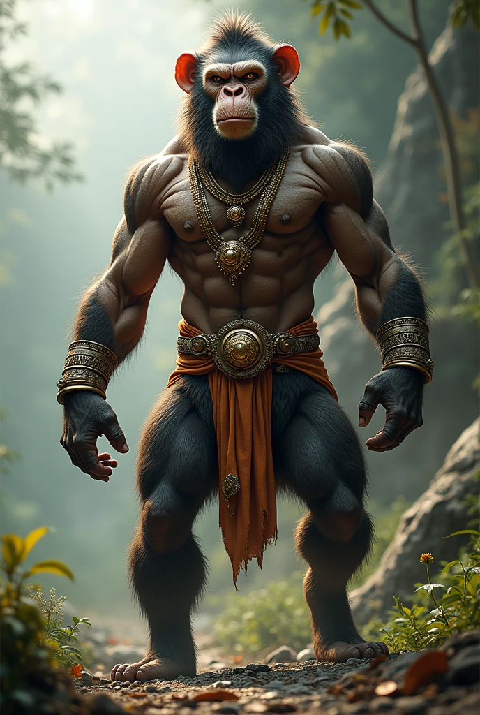 Lord Hanuman with a monkey face