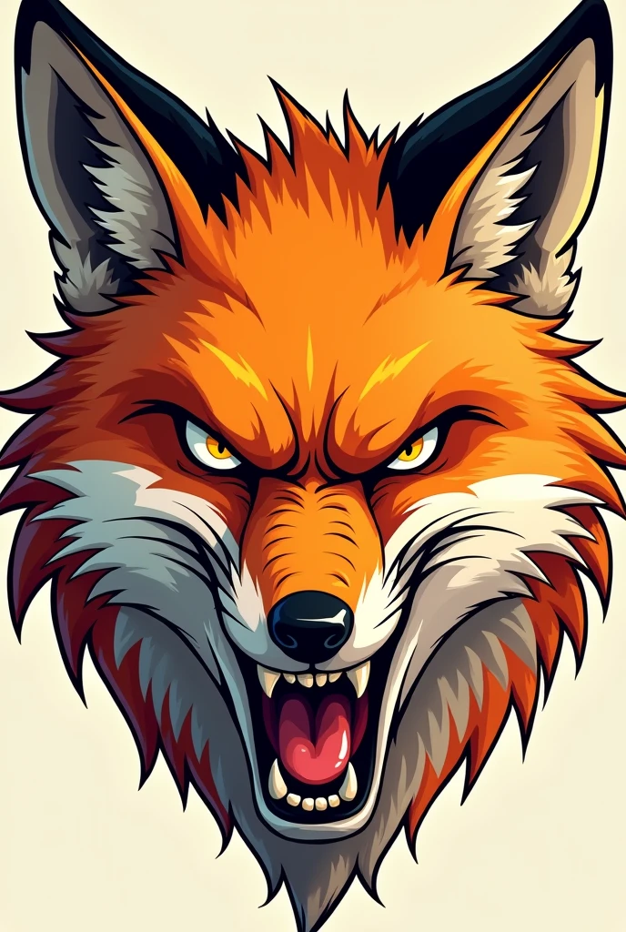 Fox face  angery and fighter  cartoon 
