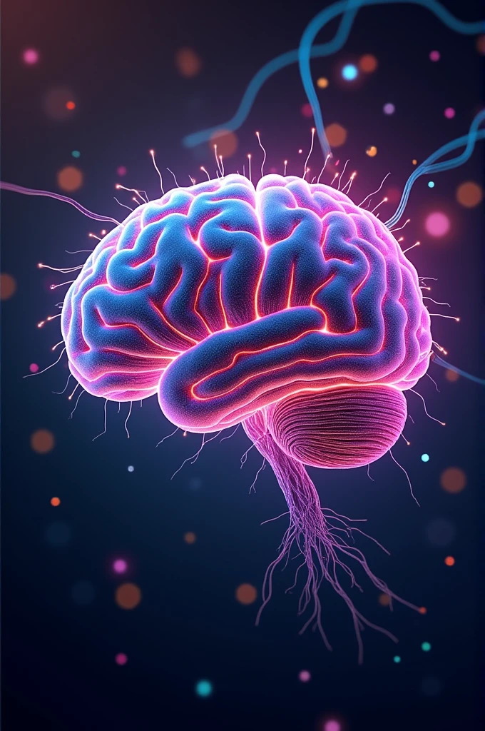 Brain with a colorful light