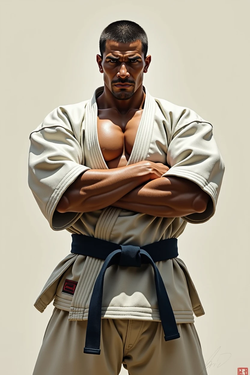 Judo fighter, crossed arms