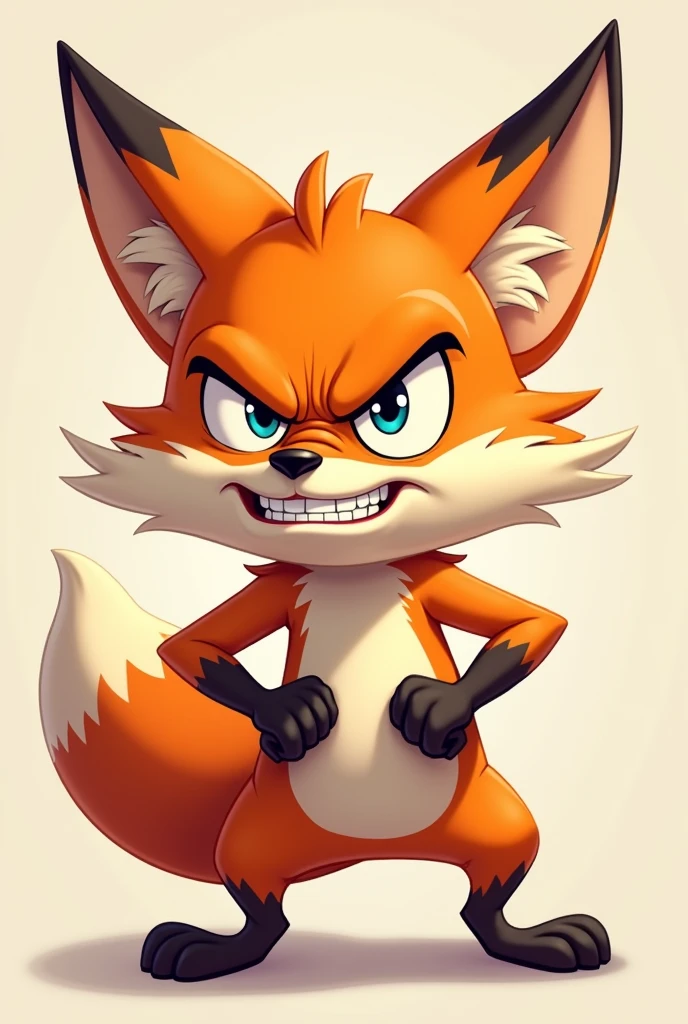  Cartoonist Fox face  angery and fighter  with little smile 

