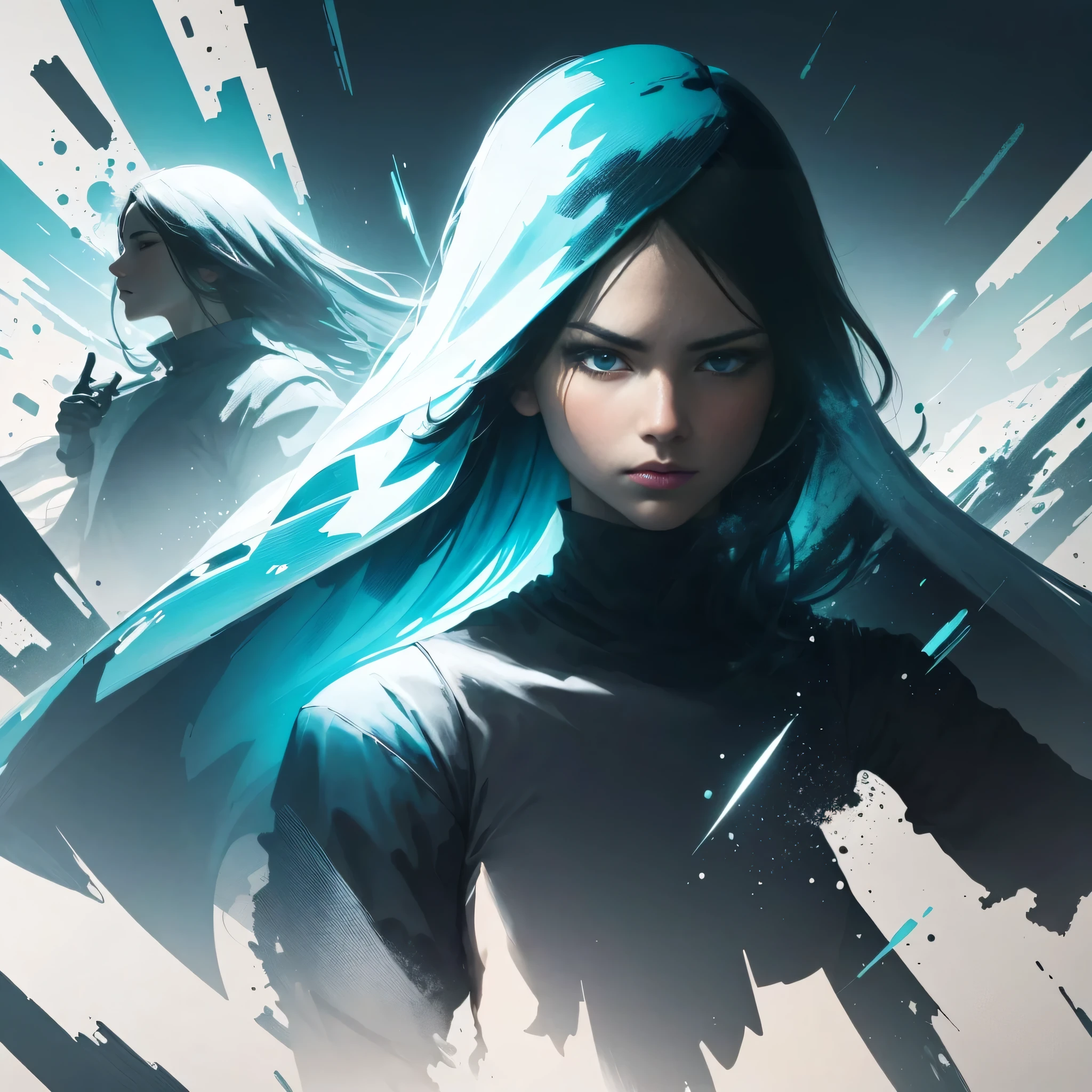 [Character]'s silhouette in an art print with [Character] shape, in the style of epic portraiture, double exposure, isolated [licence] landscape, [cyan] and [blue], dynamic and action-packed, vector, strong use of negative space, isolate on white,