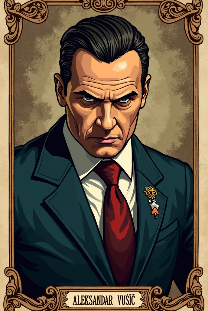 I wanna create a set of tarot cards with characters of Serbian SNS coalition politicians. VUČIĆ Aleksandar