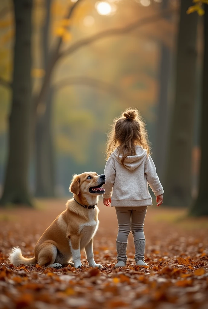 From this example, I wanted a photo of this little dog with the girl in adulthood with him in a wooded park