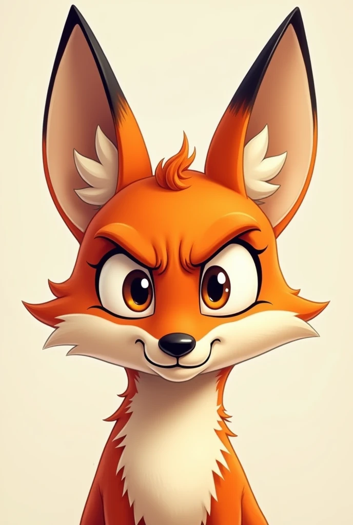Cartoonist Fox face angery and with little smile