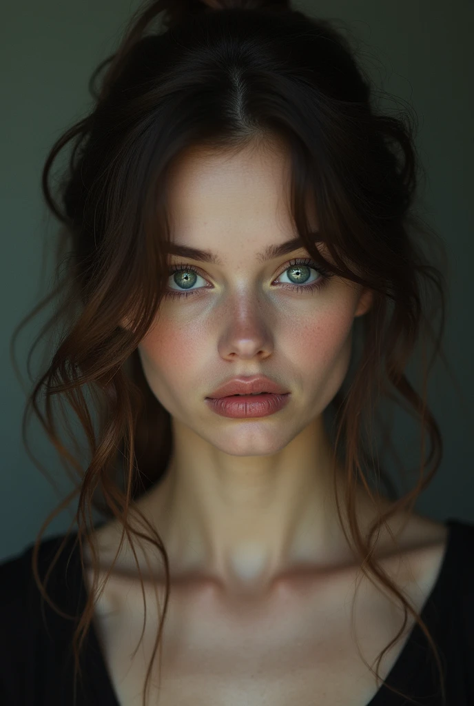 beuty woman face, 19 yo, she is ghotic