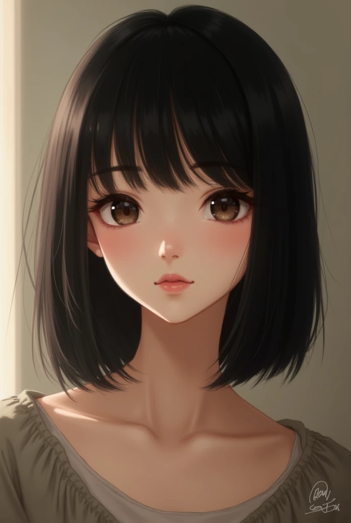 Black Hair With bangs Straight Hair cute Real