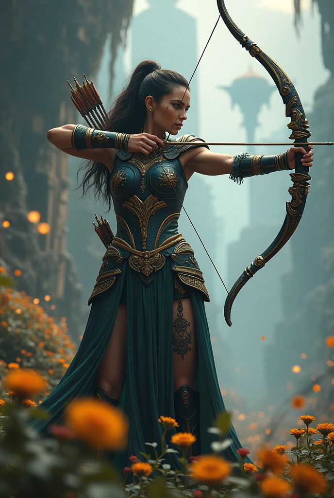 Gal Gadot,archer characteristics,fantasy,realistic, fantasy game