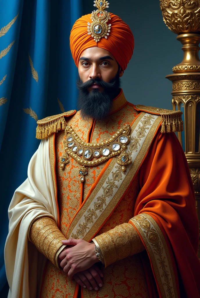 Sikhism blue flag maharaja duleep singh standing near with kohenoor