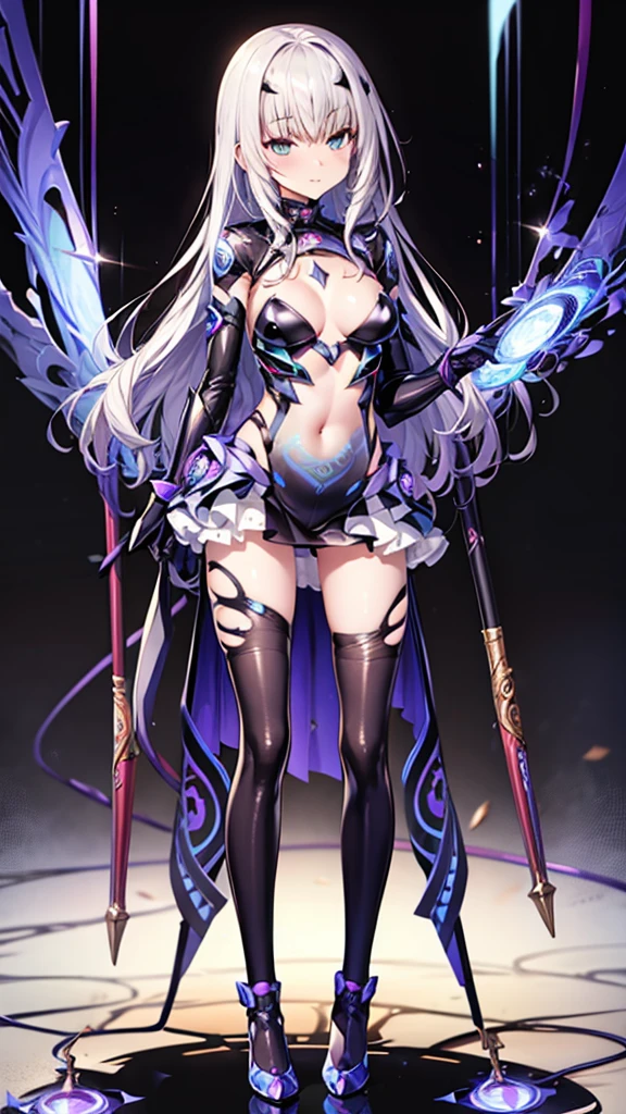 (((full body))),One Girl, Superhero,  Knee-high boots, gloves, Mid-?????, Luminous body, The light that enveloped her body, Particles of light, Space Background, floating, Cowboy Shot, Full Body Shot, Superpower, Perfect ???????.