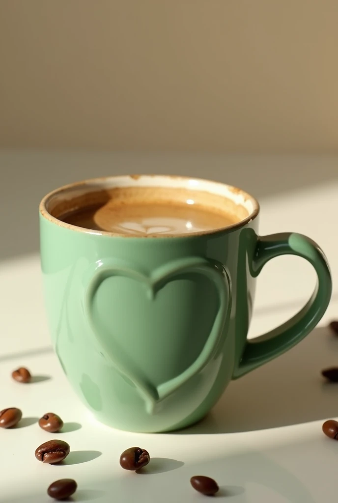 I want a green coffee mug heart shaped coffee inside