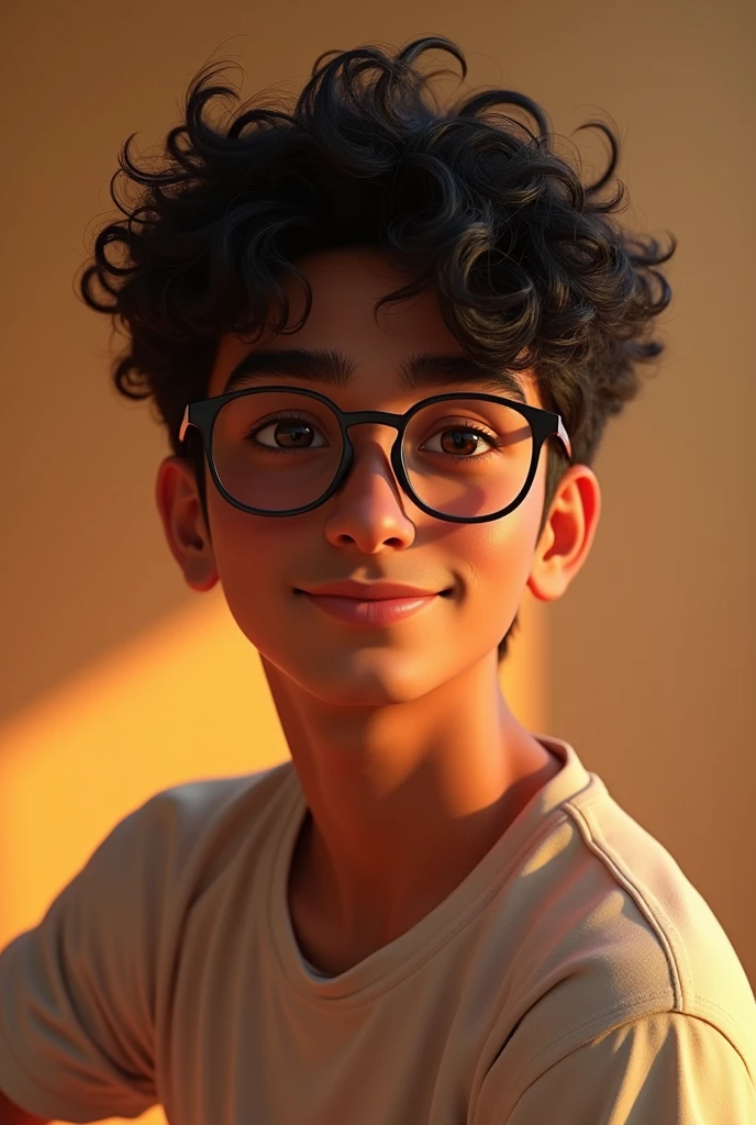 A 20 year old Indian hot but cute boy with curly hair hazel eyes glasses