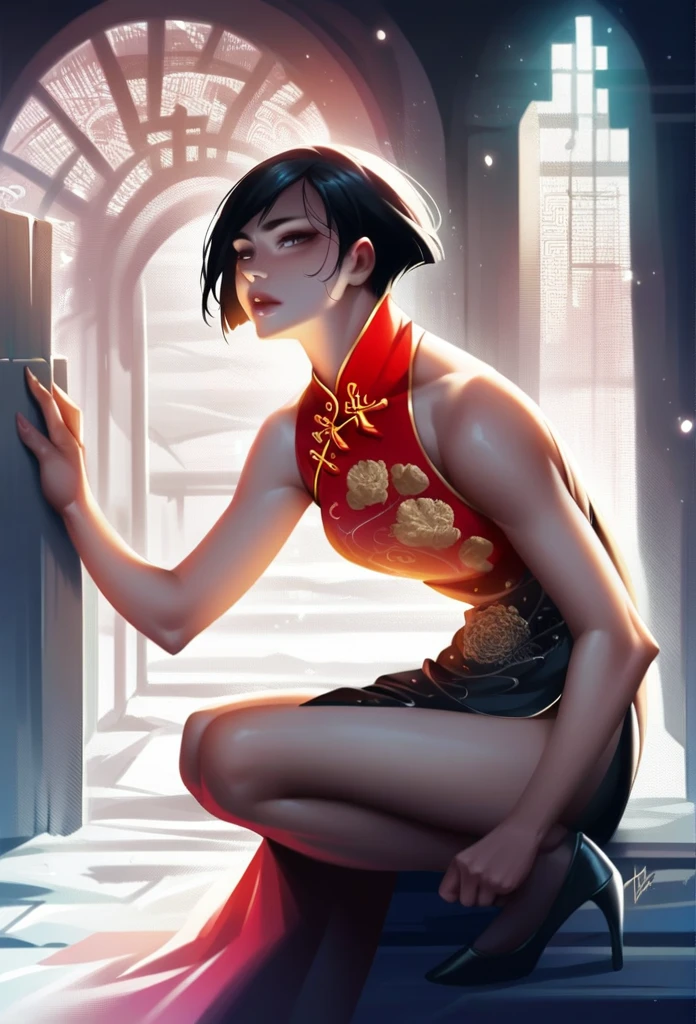 score_9, score_8_up, score_7_up,score_6_up,high resolution,adw,1girl,solo,source_anime,full body,in a castle,chinese clothes,high heels,short hair,black hair,realistic skin,volumetric lighting,rim lighting,dof,sitting,looking at viewer,sunny
