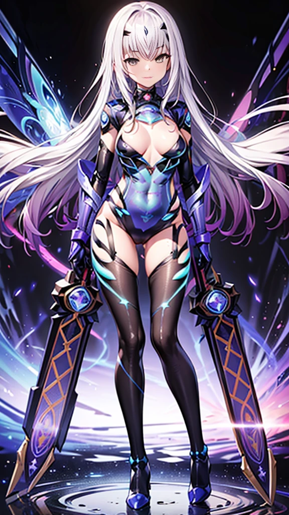 best quality, 32k, high-definition art, high resolution, ultra-detailed, extremely detailed, top quality, ultra quality, multiple girls, navel, 2girls, cleavage, medium breasts, intense action,
BREAK
a Cryptic Girl:(Purple White Gradient Long Hair:1.2),
BREAK
a SeaArt Girl:(Cyan Blue Tornado Hair:1.2),
BREAK
multiple girls, weapon, midriff, sword, cyber costume, SF costume, sparkle, flash, action pose, dynamic pose, action pose, heroic pose