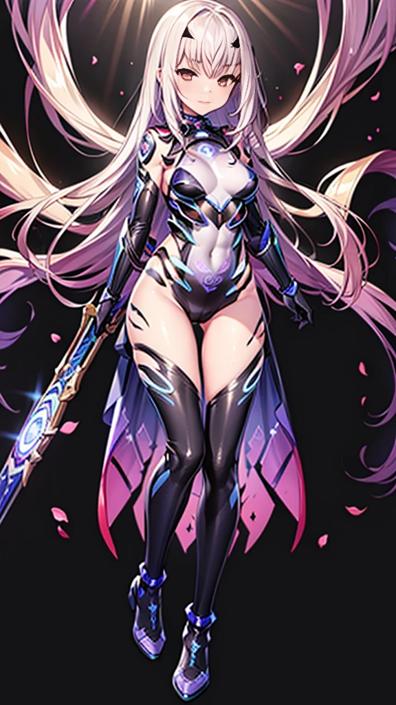 (((full body))),One Girl, Superhero, Bodysuits,Knee-high boots, gloves, Mid-chest, Luminous body, The light that enveloped her body, Particles of light, Space Background, floating, Cowboy Shot, Full Body Shot, Superpower, Perfect Anatomy.