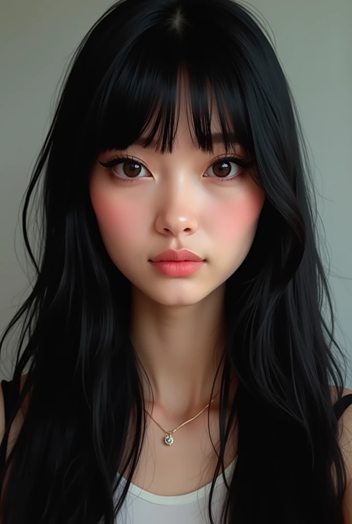 Black Hair With bangs straight Beauty Real Selfie