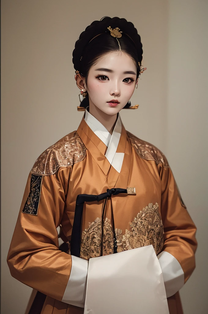 one person 16th century korean woman, hanbok, traditional korean clothing, portrait, upper body, sexy beauty, seductive, mature, sensual, Ink painting