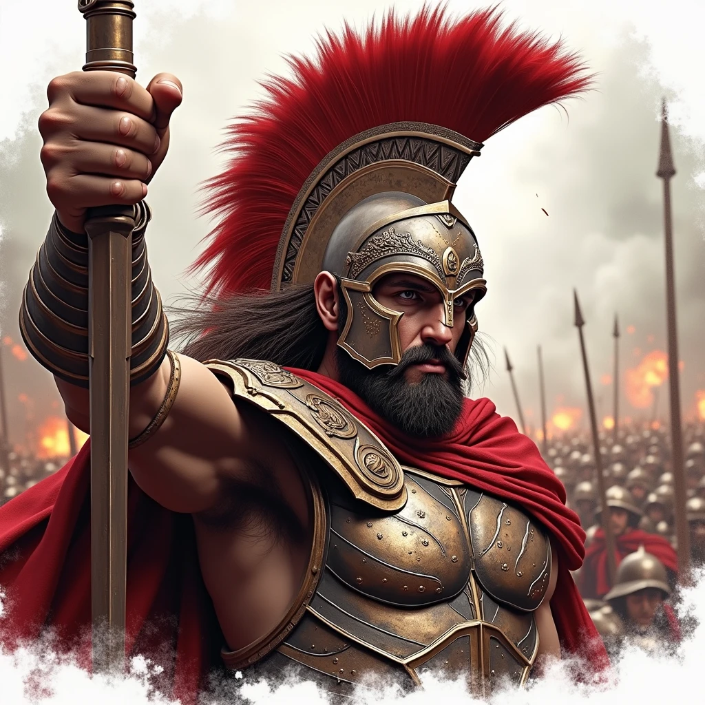 God of War. Ares in battlefield background. Masterpiece, best quality, 8K, photo realistic, wallpaper, wallpaper 8k, photographic contest winner, Hyperrealistic art cinematic film still photography in the style of detailed hyperrealism photoshoot. [Entire scene is surrounded by lights, evoking a magical and eerie atmosphere. The lighting is bright and atmospheric, with smoke adding a touch of sinister ambiance. Best quality image, HDR enhancement, showcasing the utmost level of detail and realism]. [8K, Best Quality, Ultra High Resolution, (highly detailed CG unity 8k wallpaper), (best photo), (best shadows), isometric 3D, octane rendering, ray tracing, highly detailed, (Best quality, 4K, 8k:1.2), absurdity, ultra detailed, (realistic, photorealistic, photorealistic:1.37), complex parts, HDR, (complex parts:1.12), (hyper detailed, hyper realistic, Soft lighting, spicy:1.2), (complex parts, Hyper detailed:1.15). Blurred foreground. (backlit), masterpiece, high quality, brightness, chromatic aberration, foggy smoke, shadows, contrast, clear sky, (warm hue, warm tone), high details, natural reflections].