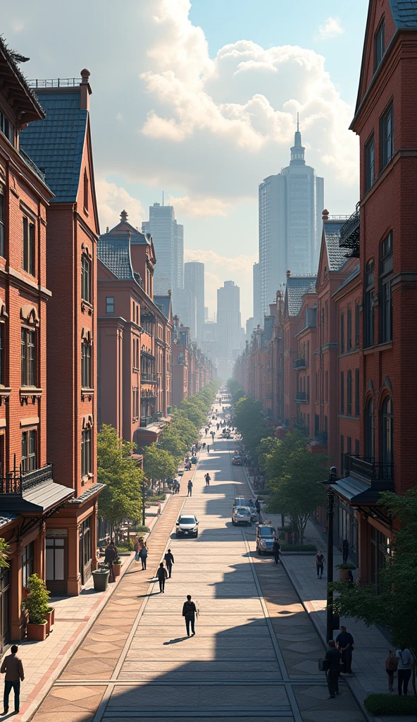 with new buildings made from brick and stone instead of wood, and wider streets to prevent future fires from spreading so easily.