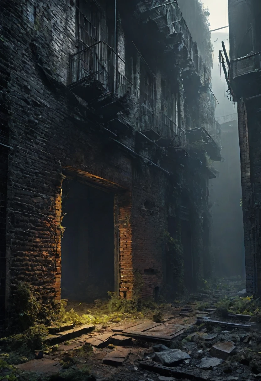 Immerse yourself in the long linear path towards an observer in a dark dystopian world like a humanoid figure, elaborated with black bricks like obsidian, crumbling and disintegrating in the eerie glow of smartphone screens. Visualize a desolate atmosphere with black bricks blending into the shadows, illuminated only by the unsettling glow of multiple smartphone screens. The play of neon lights and shadows accentuates the intricate details of the deteriorating brick structure. This poignant composition weaves a visual narrative of a once-robust creation succumbing to the relentless march of time in a future, dystopian setting. Invites viewers to contemplate the transient nature of existence amidst the haunting allure of decay in this somber setting, cybernetic realm.
Very detailed, High Definition, raw photograph, masterpiece, top quality, Best Quality, official art,more detailed, atmospheric lighting, cinematographic composition, complex multiple topics, 4k HDR, Vibrant, Very detailed, Leica Q2 with Summilux 35mm f/1.2 ASPH, ultra high resolution, Wallpaper, 8k, Rich texture details, hyper detailed, detailed eyes, detailed background, dramatic angle, epic composition, high quality , (8k, raw photo, of the highest quality), Hyper realistic,