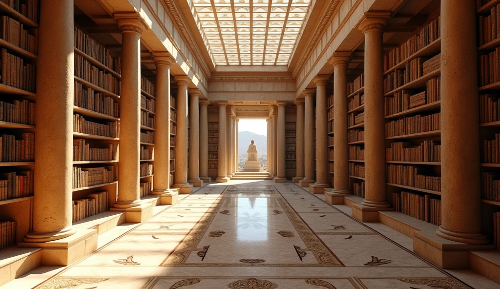 3rd century BCE Library of Alexandria in its prime, realistic photo