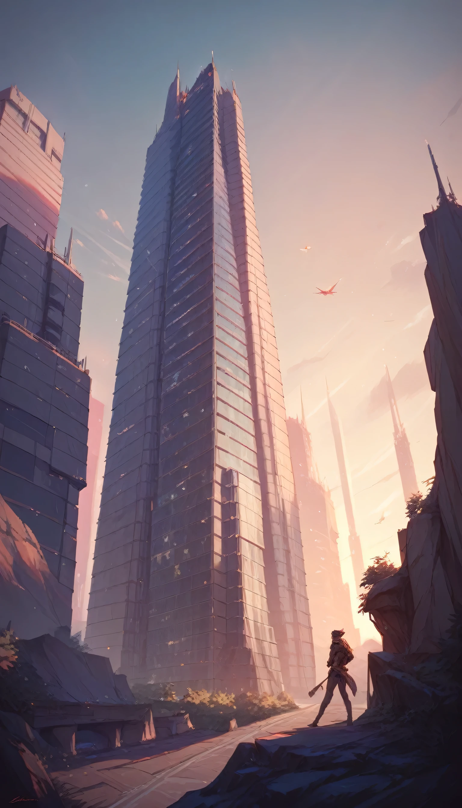 A natural Landscape with futuristic city at night 