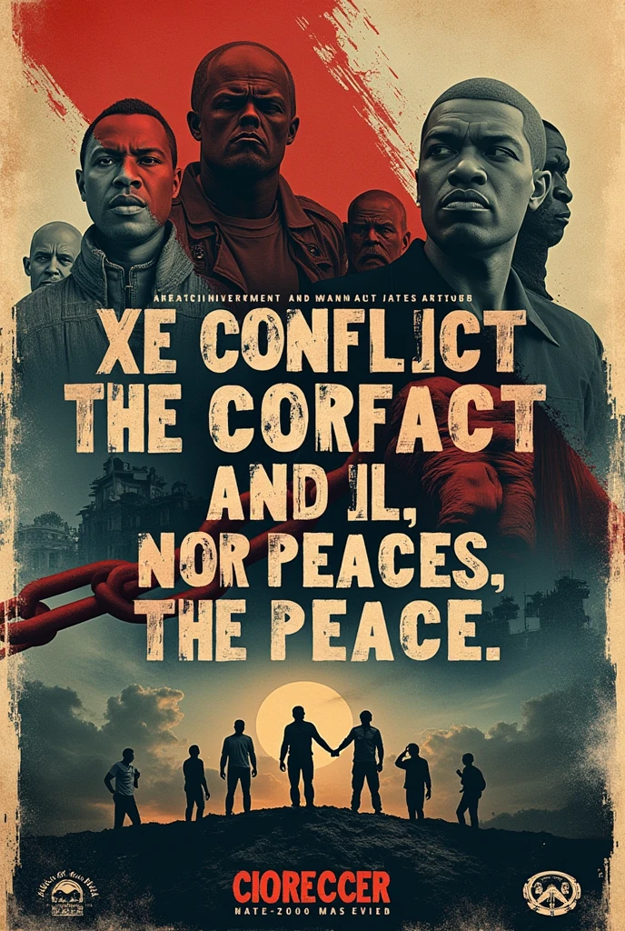 A poster that includes the words: conflict violence corruption government armed groups violation of rights drug trafficking peace process