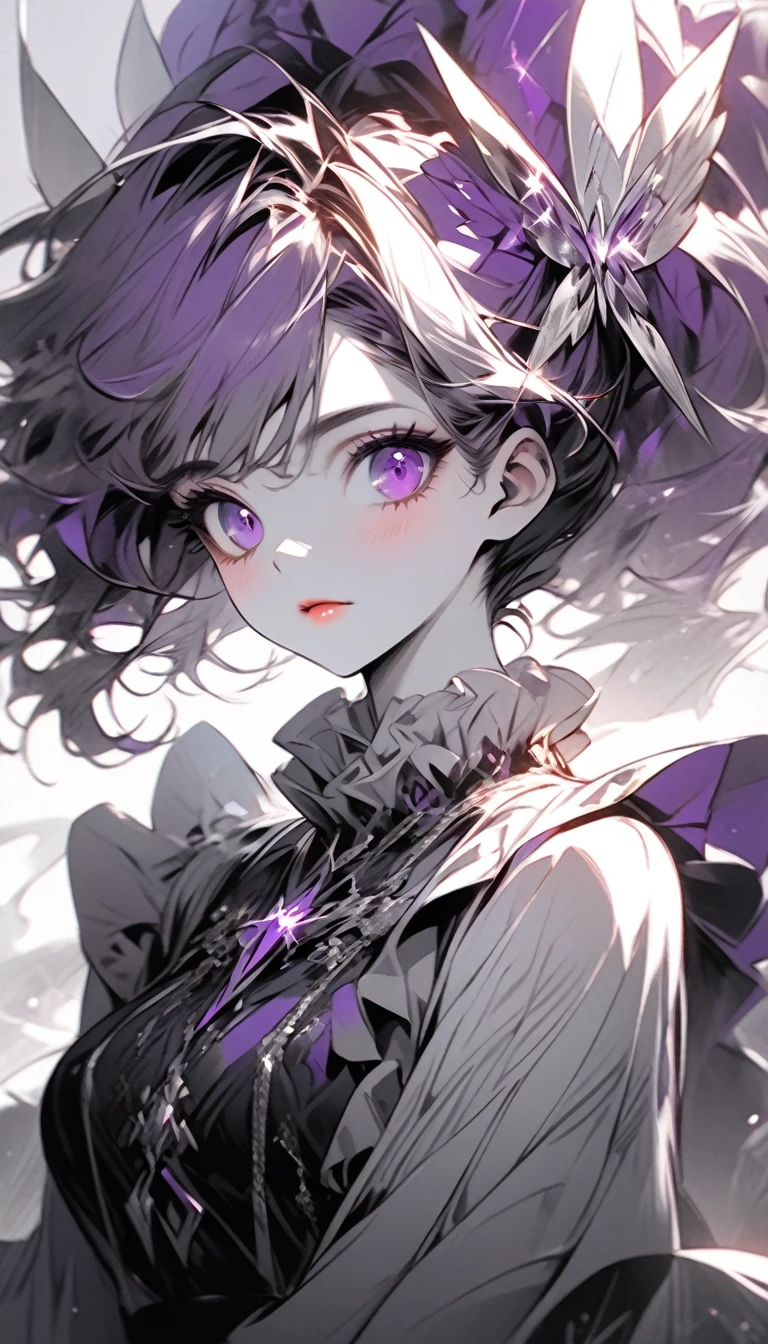 (((purple, silver, glimmer)), faerie), limited palette, contrast, phenomenal aesthetic, best quality, sumptuous artwork
 