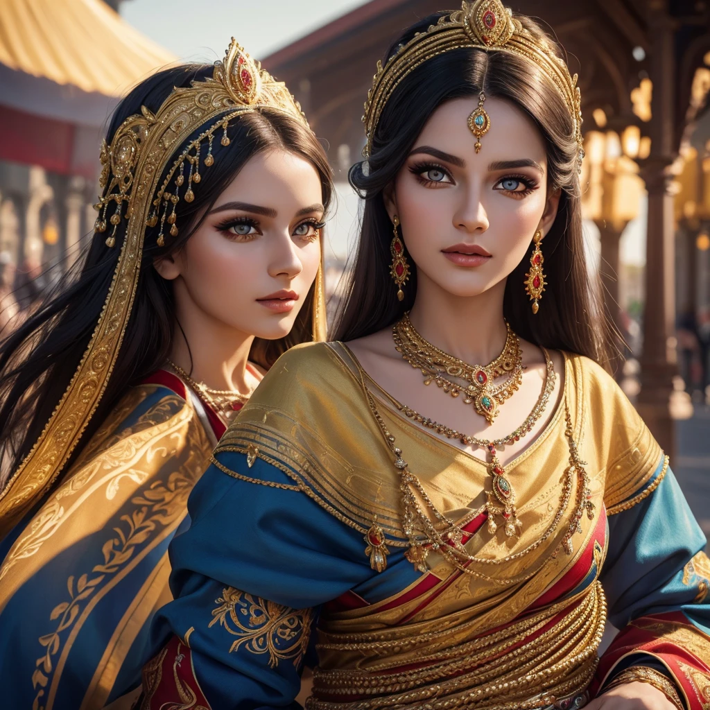 a proud romanian woman, beautiful detailed eyes, beautiful detailed lips, extremely detailed eyes and face, longeyelashes, traditional romanian clothing, ornate jewelry, holding romanian flag, national pride, vibrant colors, dynamic posing, golden hour lighting, cinematic composition, hyper realistic, photorealistic, 8k, best quality, masterpiece, award winning portrait 