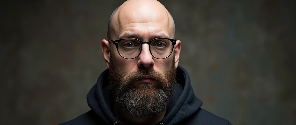 make a picture of Leon Mechnikov he is bald in the middle of his head he has a big beard and wears glasses
