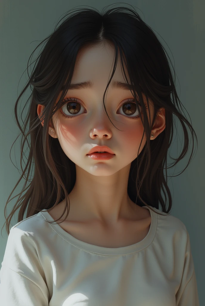 A girl with worried face with ectopic pregnancy