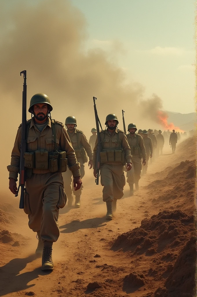 soldiers marching down a street with a mountain in the background, soldiers running, soldiers, several soldiers, wartime footage, soldiers charging in, world war ii military style, soldiers charging the enemy, american soldiers invaded mars, colourised, war movie scene, screenshot from a movie, ww2 era, film still dnd, still from the film, shot from movie