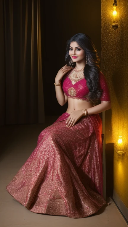 (masterpiece Portrait Photography:1.3) of a ravishing tall seductress girl celebrating Diwali by lighting Diyas, in a elegant Lane, wearing elegant Lehenga and Choli, navel, (ravishing glossy wavy backlit hair),lots of diyas, soft dramatic lighting, Diwali decorations, lanterns, children celebrating Diwali, backlit, light rays, highly detailed, trending on artstation, rich colour, festive portrait