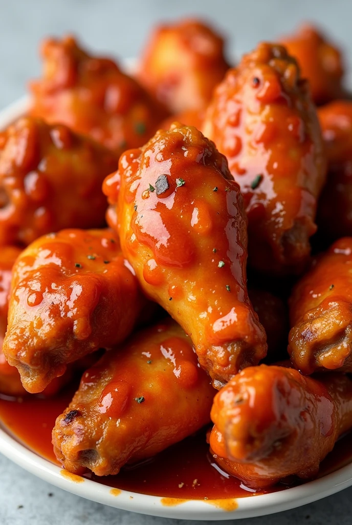 Can you generate Keto chicken wings coated in a spicy buffalo sauce.