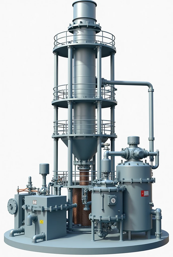 calandria type evaporator with agitator, condensate outlet with CONDENSATE OUTLET (vapor leaving in the form of condensed liquid)
FEED
PRODUCT OUTLET concentrated solution
NON-CONDENSABLE GASES OUTLET
STEAM INLET
STEAM OUTLET