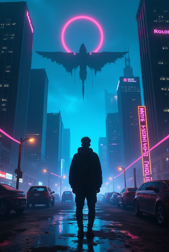 Music Cover album Drill music in night city alone and on sky devil
