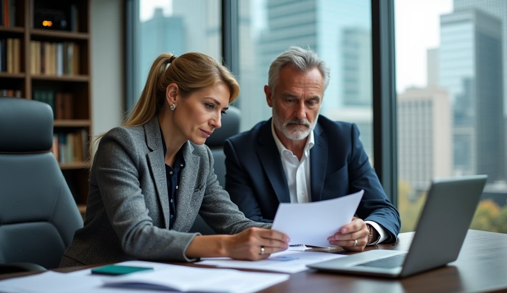 45 year old couple investor investing money in stock market