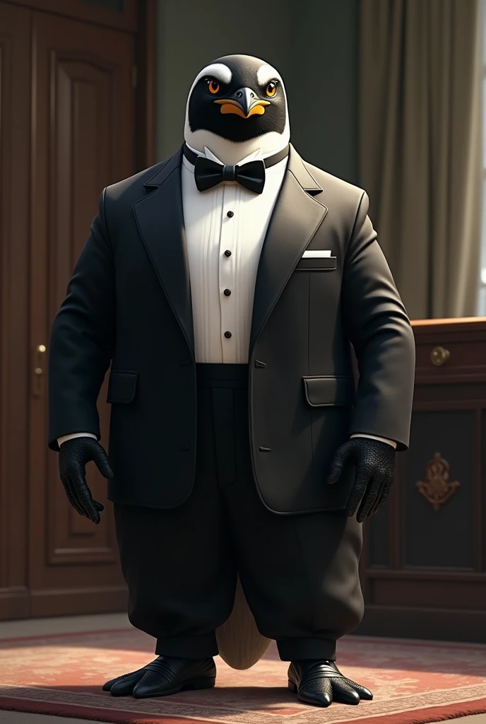 I want to create a mix of tux and powerful boss. Um pinguim com smoking 