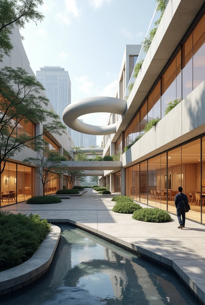 Create an image of an architectural conceptuals ,sheet of a museum ,either the concept of a courtyard system