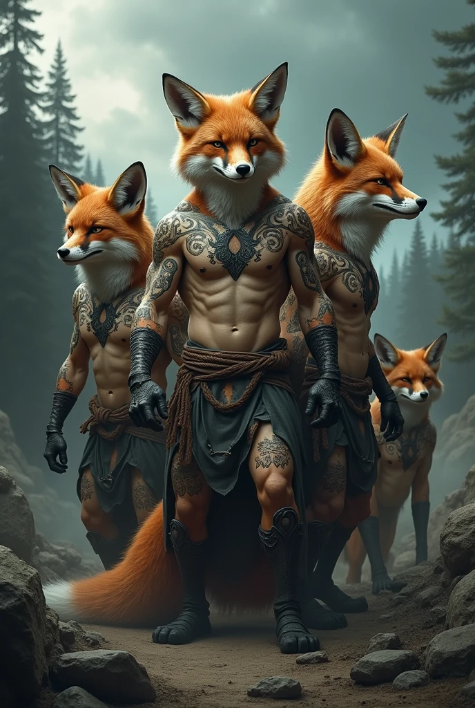 Foxes grow up and train to fight wolves and now have scary looks and tattoos